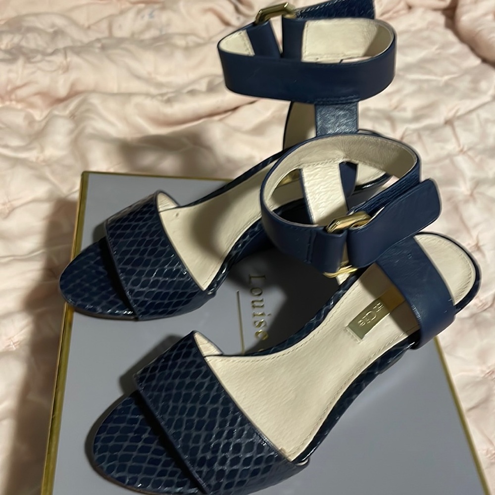 Size 4 Navy Ankle Strap Wedges used once